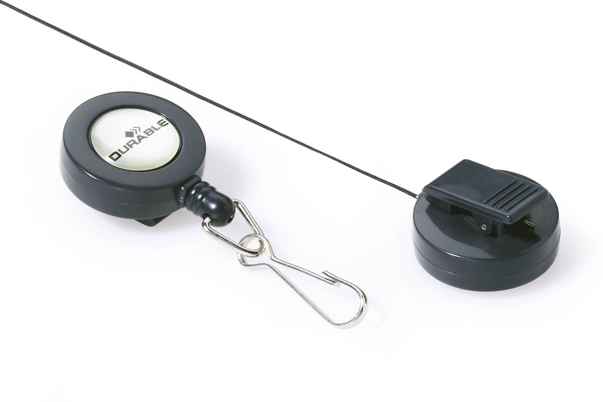 Durable Secure Retractable Clip Badge Reel for ID Cards & Keys | 3 Pack | Black