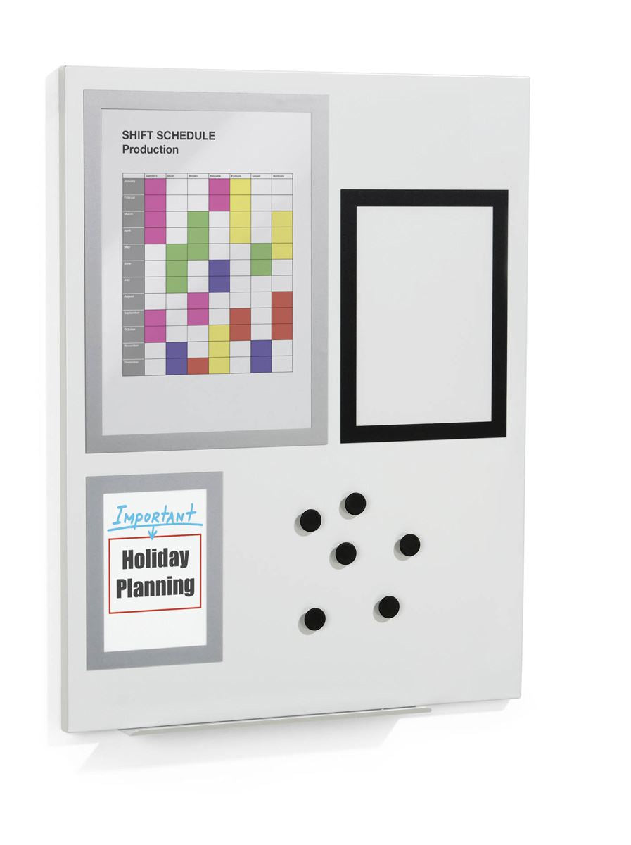 Durable DURAFRAME Magnetic White Board with 3 Frames and 6 Magnets | 45x60 cm
