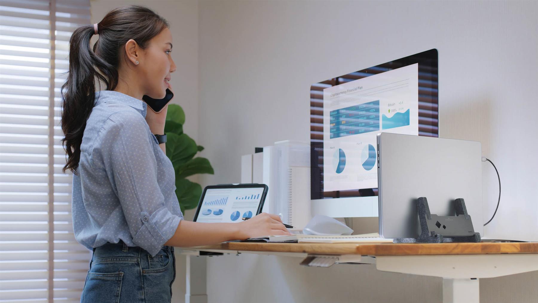 Durable Recycled Felt Vertical Laptop Stand Dock | 3-in-1 Holder | Teal