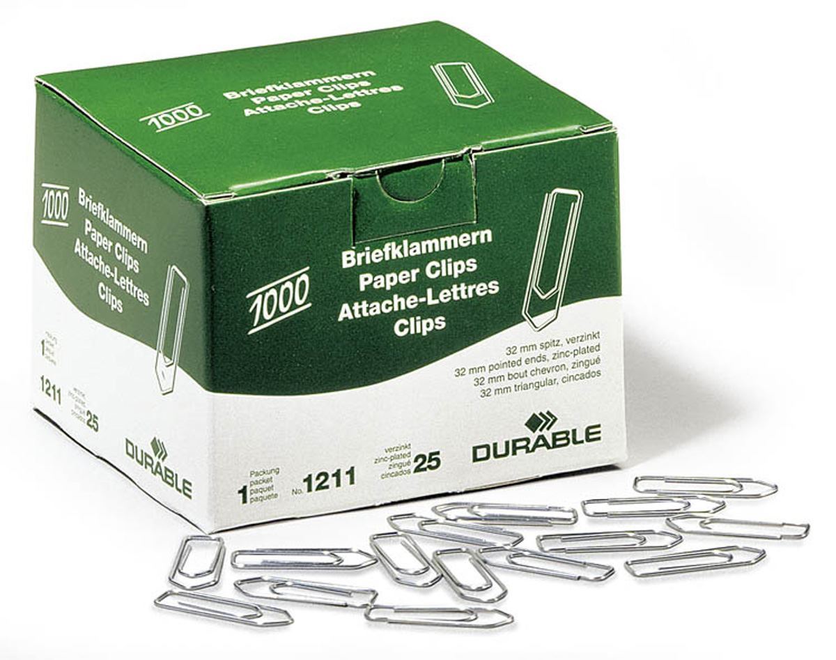 Durable Zinc Plated Strong Metal Paper Clips | 1000 Pack | 32mm Silver