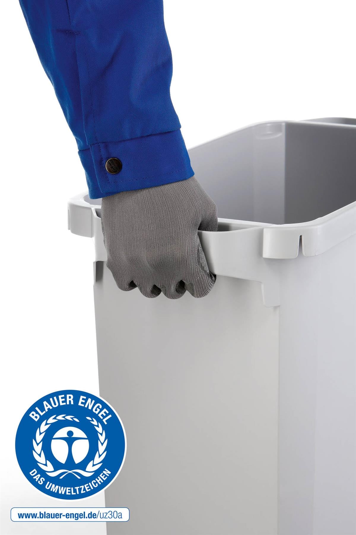 Durable DURABIN ECO Recycled Black Rectangular Recycling Bin + Grey Lid | 60L