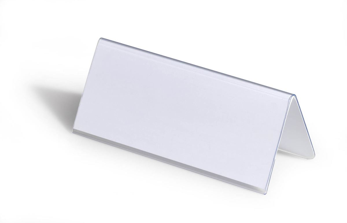 Durable Clear Plastic Table Place Name Holders and Inserts | 25 Pack | 61x150mm