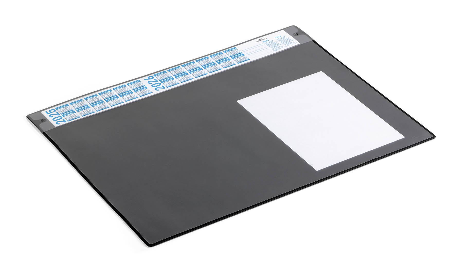 Durable Calendar Desk Mat Clear Overlay Notes Protector Pad | 65x48 cm | Black