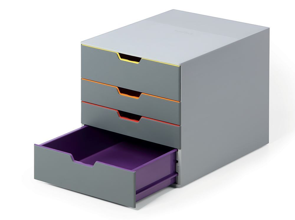 Durable VARICOLOR Desktop Organiser 4 Drawer Colour Coded Modular Storage | A4+