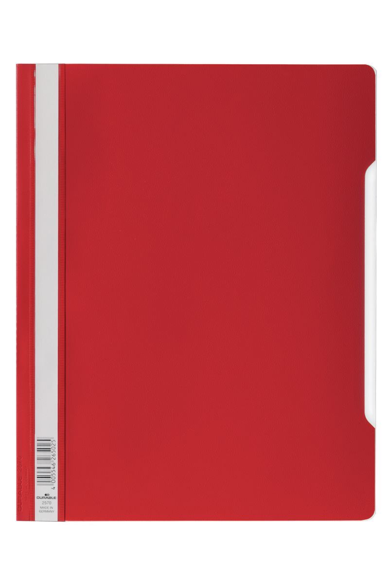 Durable Clear View Project Folder Document Report File | 50 Pack | A4+ Red