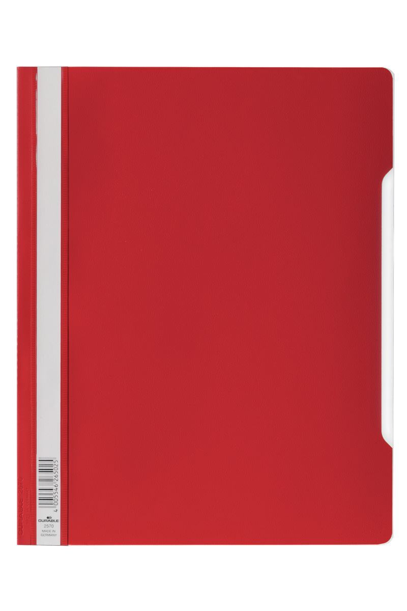 Durable Clear View Project Folder Document Report File | 50 Pack | A4 Red
