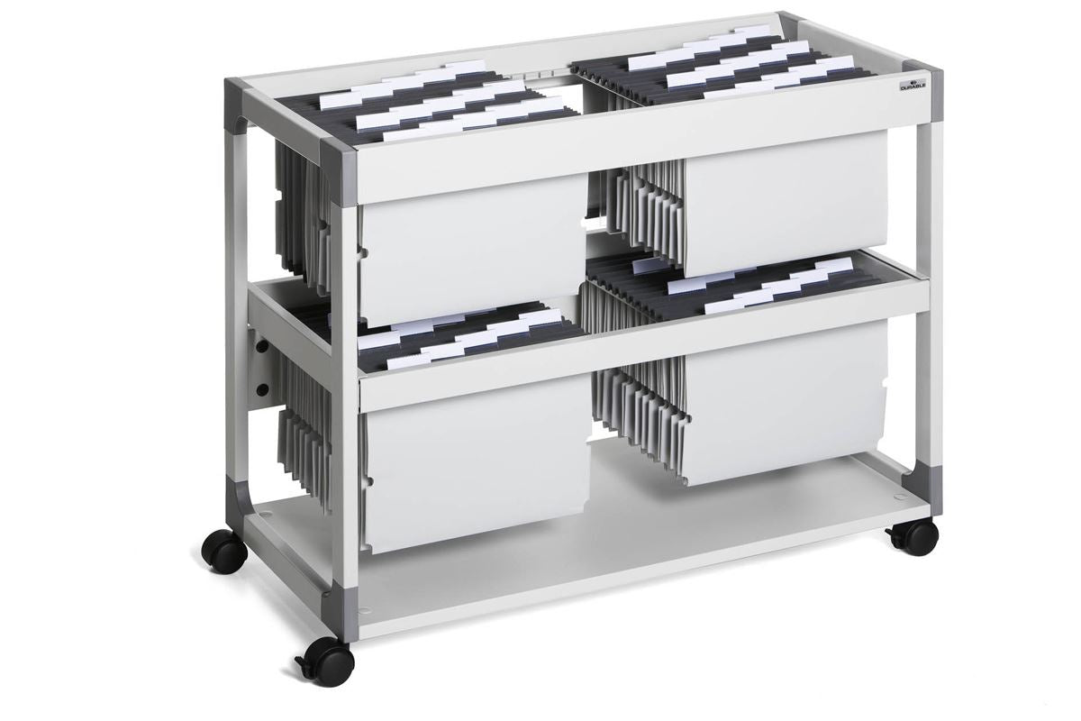 Durable 2 Level Suspension File Trolley | for 200 A4 Folders | Grey