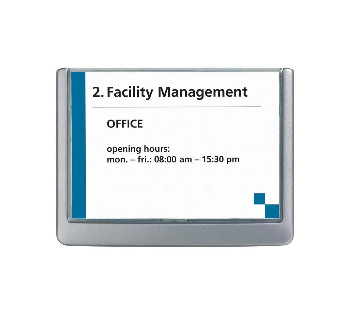 Showing Durable UK's Durable Adhesive CLICK SIGN Wall Mounted Door Sign Holder | 149x105mm | Grey, available as SKU 486137 with EAN 4005546404660.