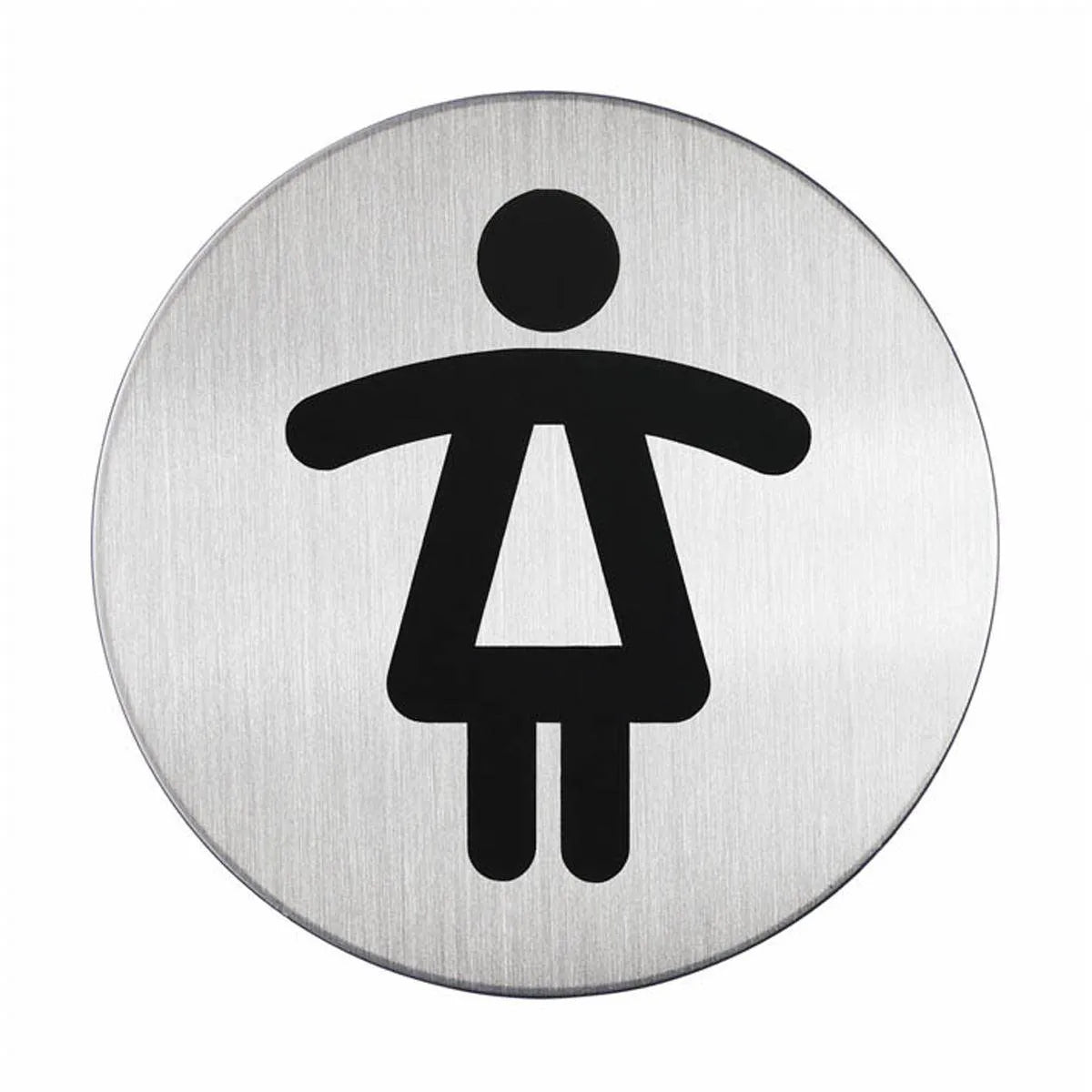 Showing Durable UK's Durable Adhesive Ladies WC Symbol Bathroom Toilet Sign | Stainless Steel | 83mm, available as SKU 490423 with EAN 4005546400136.