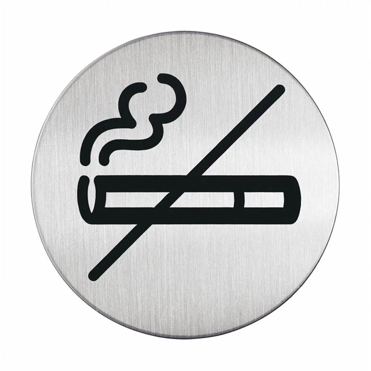 Showing Durable UK's Durable Adhesive No Smoking Sign Safety Symbol | Brushed Stainless Steel | 83mm, available as SKU 491123 with EAN 4005546400204.