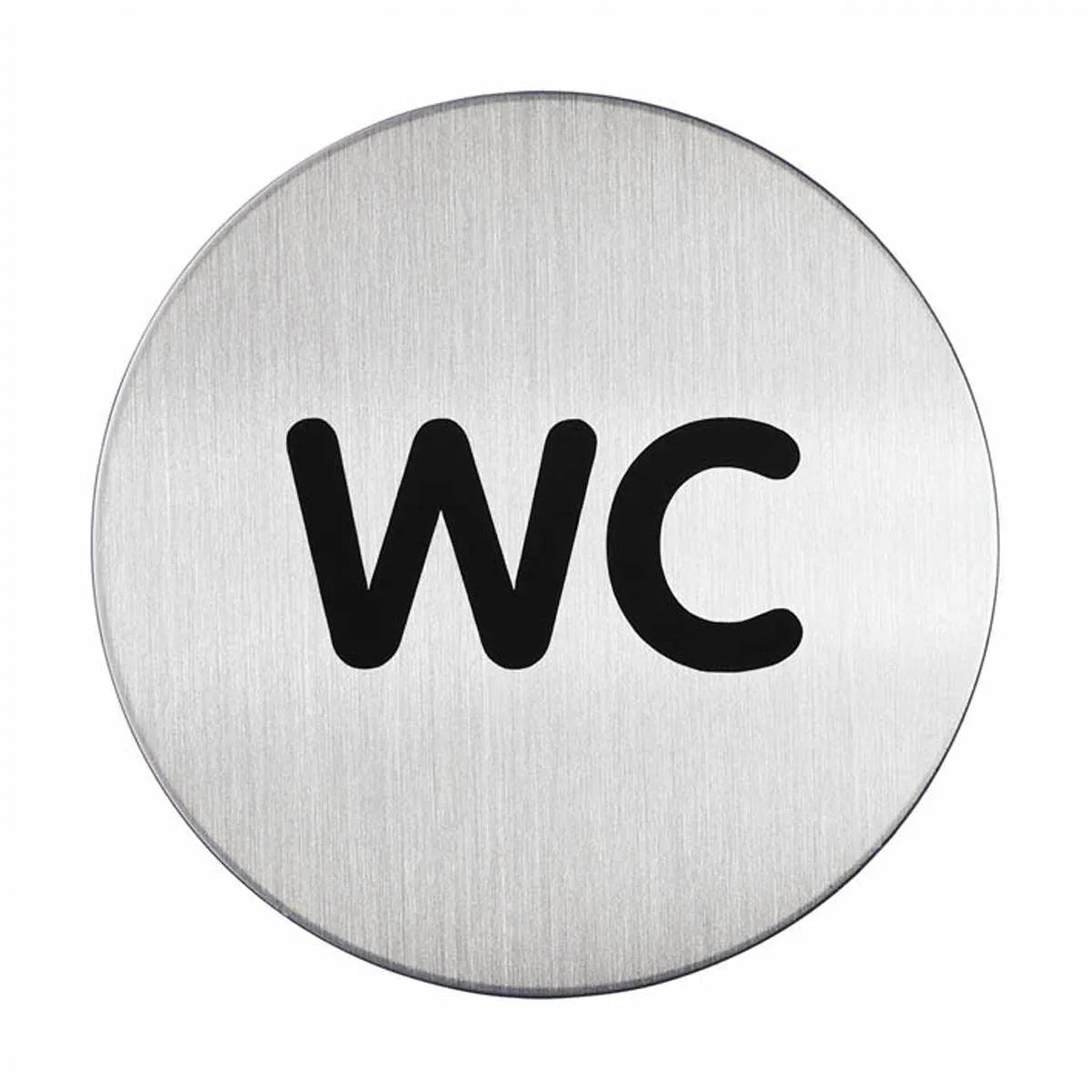 Showing Durable UK's Durable Adhesive WC Symbol Bathroom Toilet Sign | Brushed Stainless Steel | 83mm, available as SKU 490723 with EAN 4005546400167.