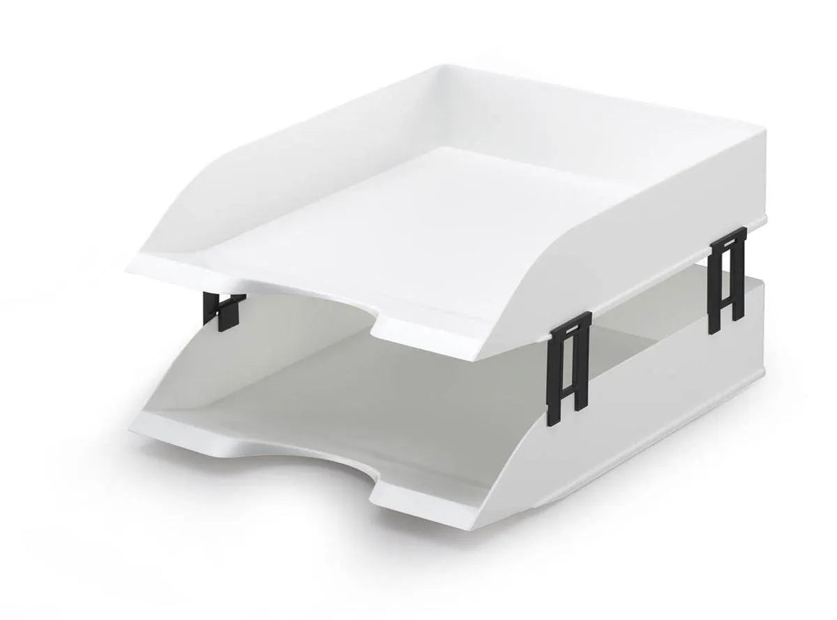 Showing Durable UK's Durable BASIC Recycled Plastic Letter Tray Risers Spacers | Black, available as SKU 1701723060 with EAN 7318081723064.