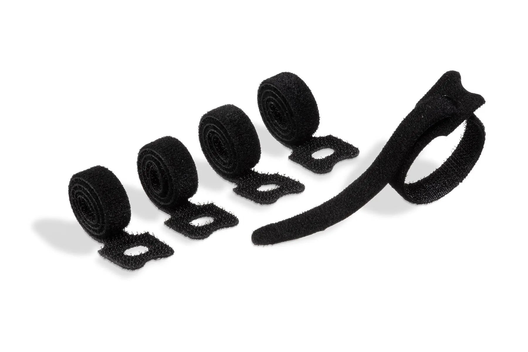 Showing Durable UK's Durable CAVOLINE Reusable Hook and Loop Cable Tie Straps | 5 Pack | Black, available as SKU 503601 with EAN 4005546991283.