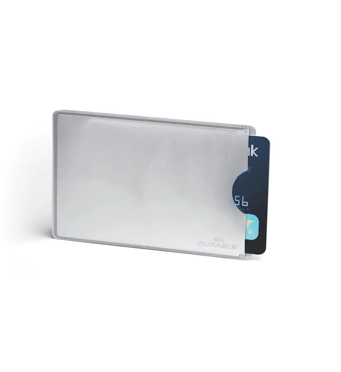 Showing Durable UK's Durable Certified RFID SECURE Credit Card Wallet Sleeve | 10 Pack | Silver, available as SKU 890023 with EAN 4005546981901.