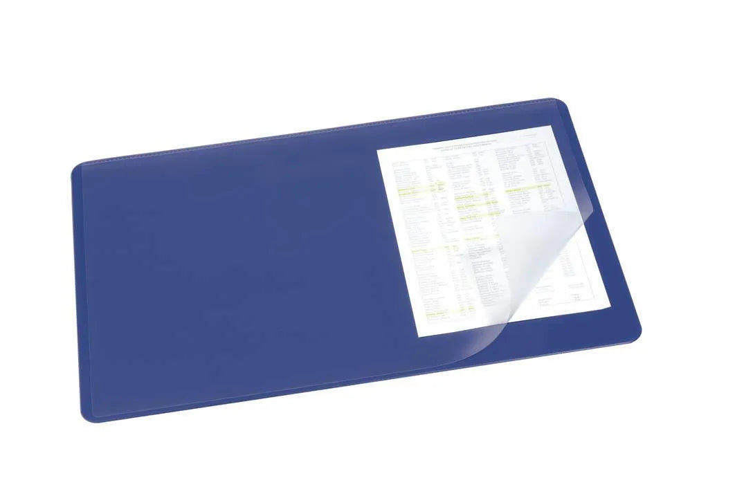 Showing Durable UK's Durable Clear Overlay Non-Slip Desk Mat Notes Protector Pad | 53x40 cm | Blue, available as SKU 720207 with EAN 4005546700038.