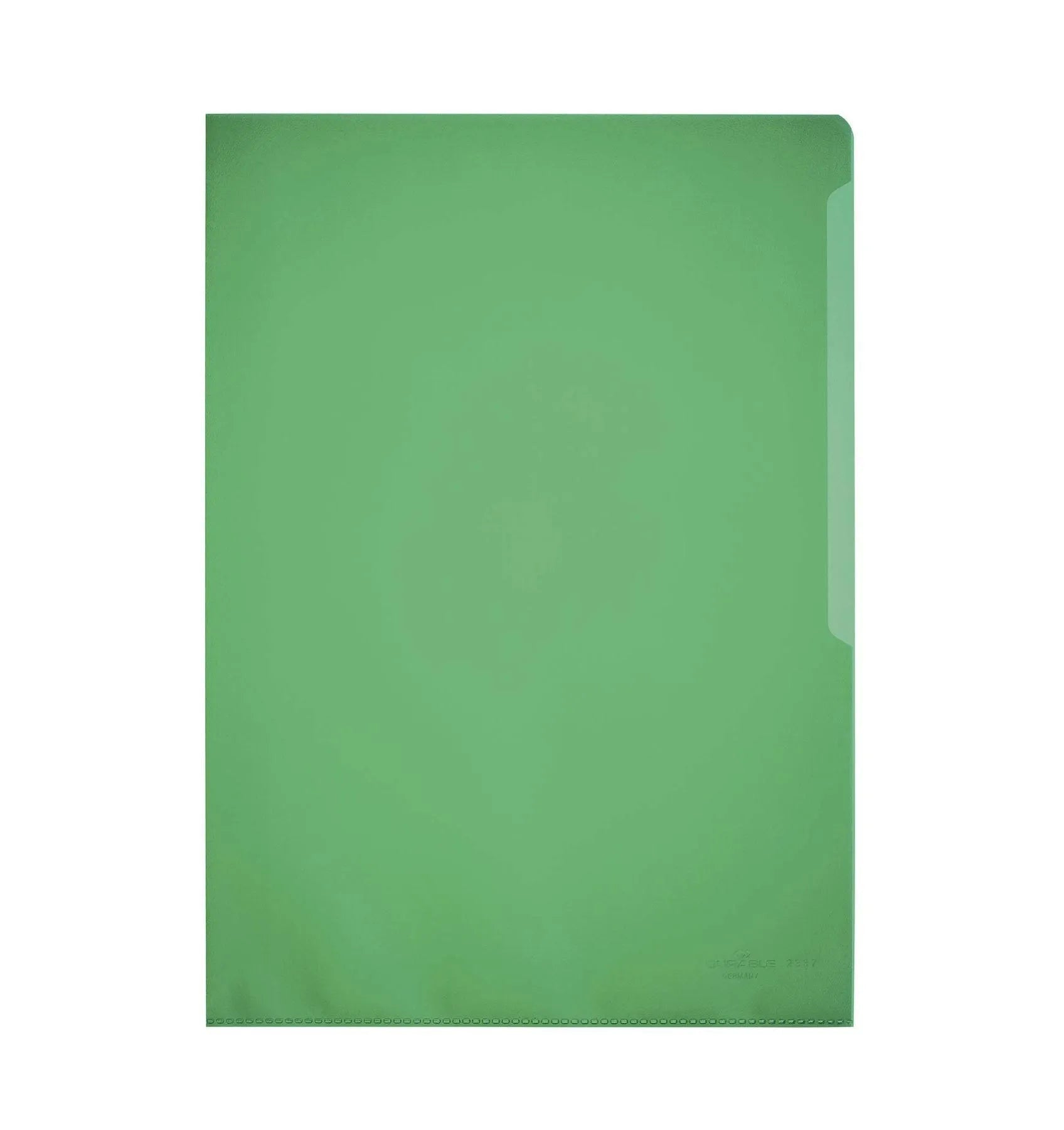 Showing Durable UK's Durable Clear Plastic Cut Flush Document Wallet Folder | 100 Pack | A4 Green, available as SKU 233705 with EAN 4005546230542.