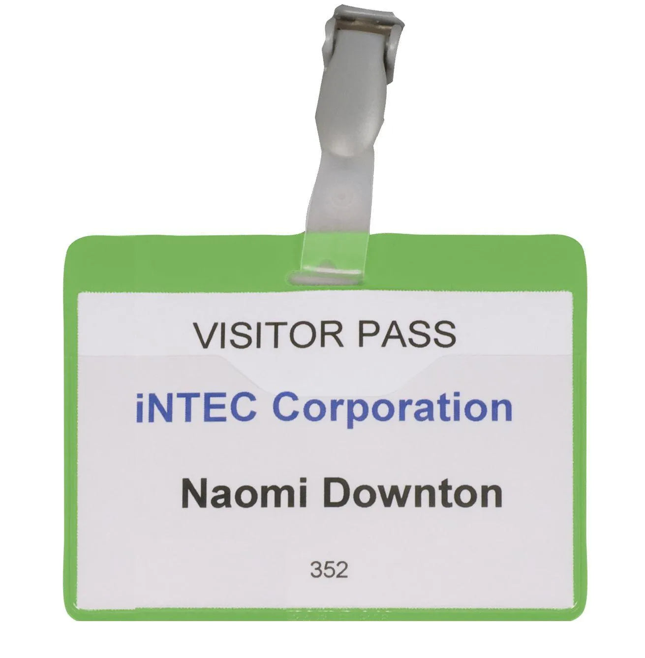 Showing Durable UK's Durable Clip Name Tag ID Badge Card Holder + Inserts | 25 Pack | 60x90mm | Green, available as SKU 999108007 with EAN 4005546909363.