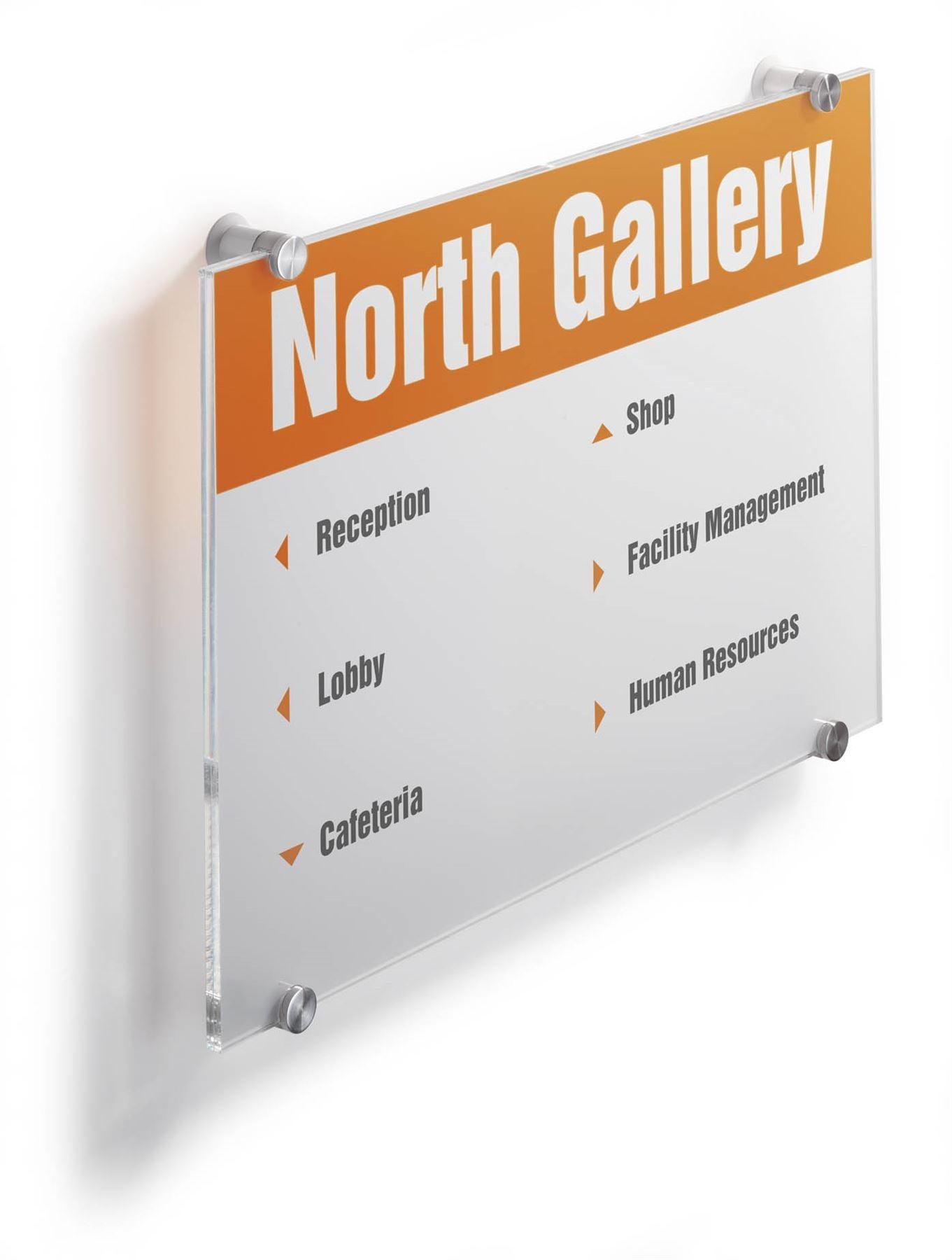 Showing Durable UK's Durable CRYSTAL Frameless Acrylic Door Sign Holder Wall Mounted | A3, available as SKU 482619 with EAN 4005546403656.