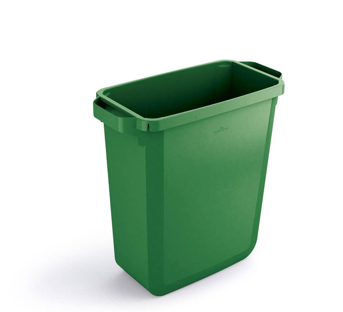 Showing Durable UK's Durable DURABIN 60L Rectangular | Food Safe Waste Recycling Bin | Green, available as SKU 1800496020 with EAN 7318080496020.