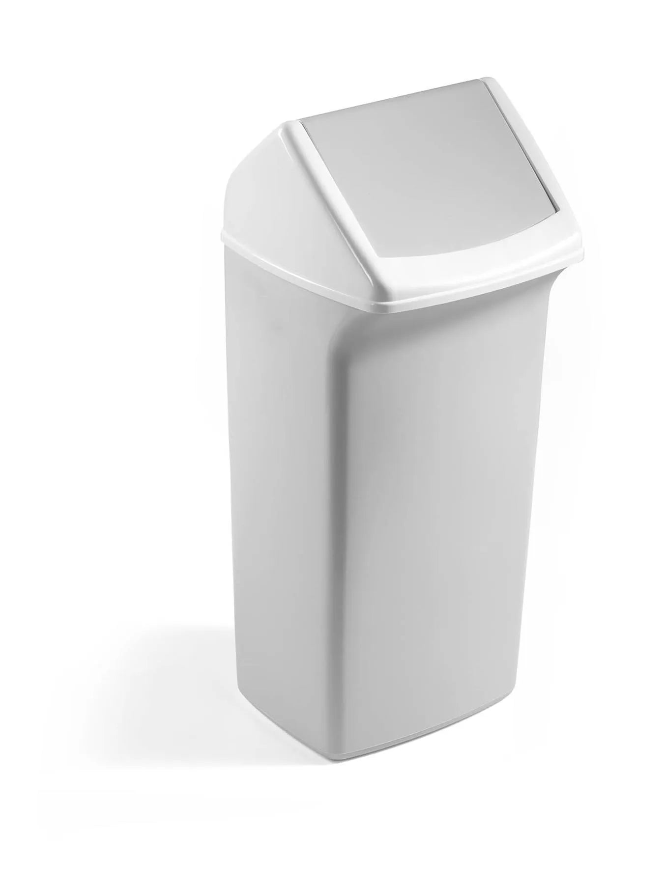 Showing Durable UK's Durable DURABIN Contemporary White Square Recycling Bin + Grey Swing Lid | 40L, available as SKU VEH2013002 with EAN 4005546911779.