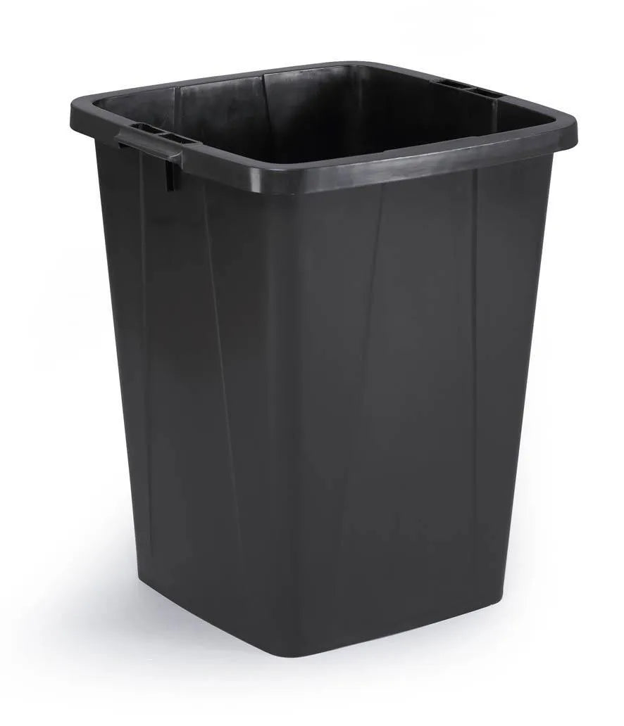 Showing Durable UK's Durable DURABIN ECO Strong Square Black Recycling Bin + Black Lid | 90L, available as SKU VEH2024002 with EAN 4005546740614.