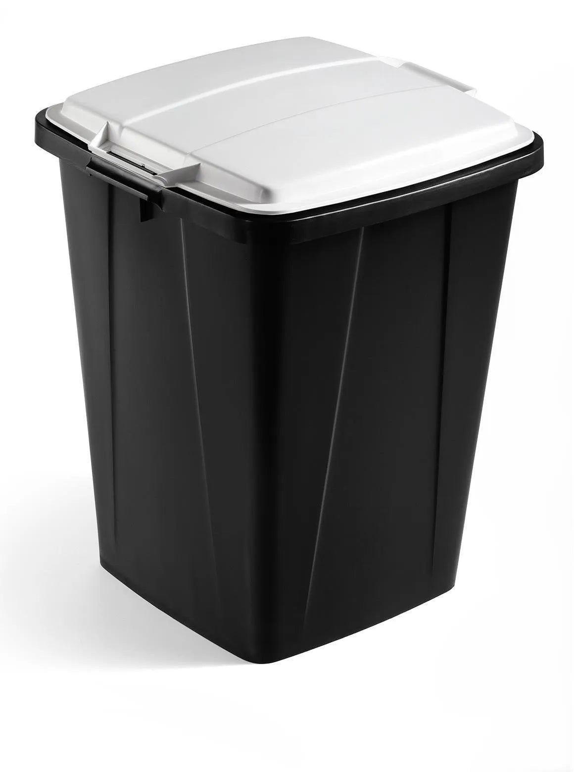 Showing Durable UK's Durable DURABIN ECO Strong Square Black Recycling Bin + Grey Lid | 90L, available as SKU VEH2024016 with EAN 4005546740683.