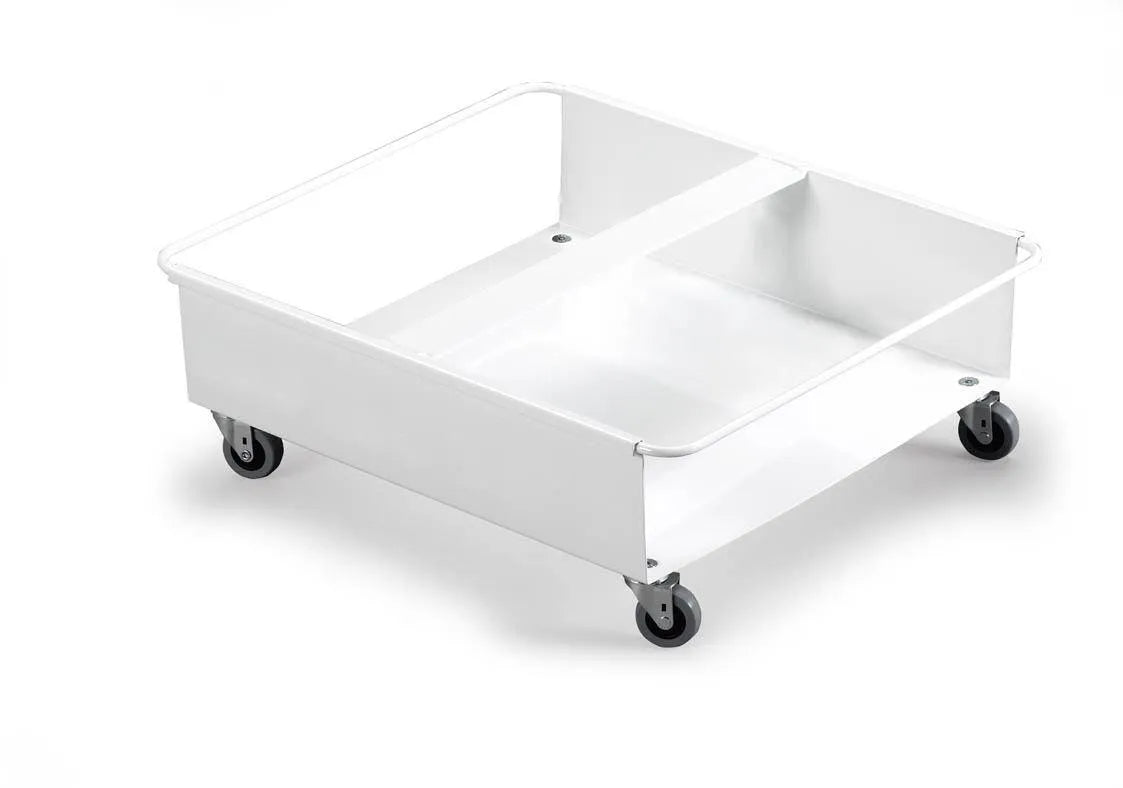 Showing Durable UK's Durable DURABIN Rectangular 2X 60L Robust Steel Wheel Bin Trolley | White, available as SKU 1801667010 with EAN 7318081667016.