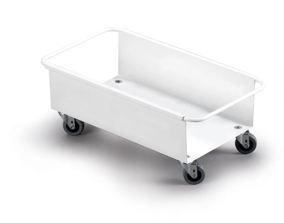 Showing Durable UK's Durable DURABIN Rectangular 60L Robust Steel Wheel Bin Trolley | White, available as SKU 1801666010 with EAN 7318081666019.