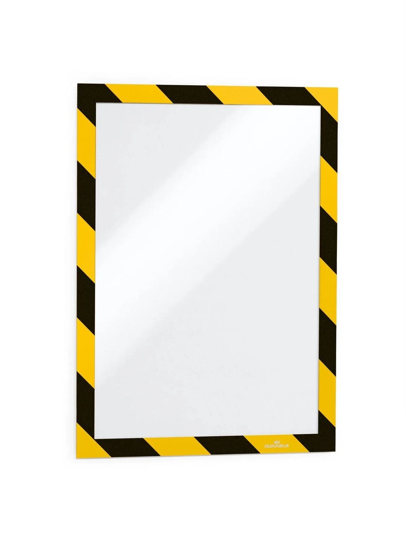 Showing Durable UK's Durable DURAFRAME Adhesive Magnetic Hazard Frame | 2 Pack | A4 Black & Yellow, available as SKU 4944130 with EAN 4005546406541.