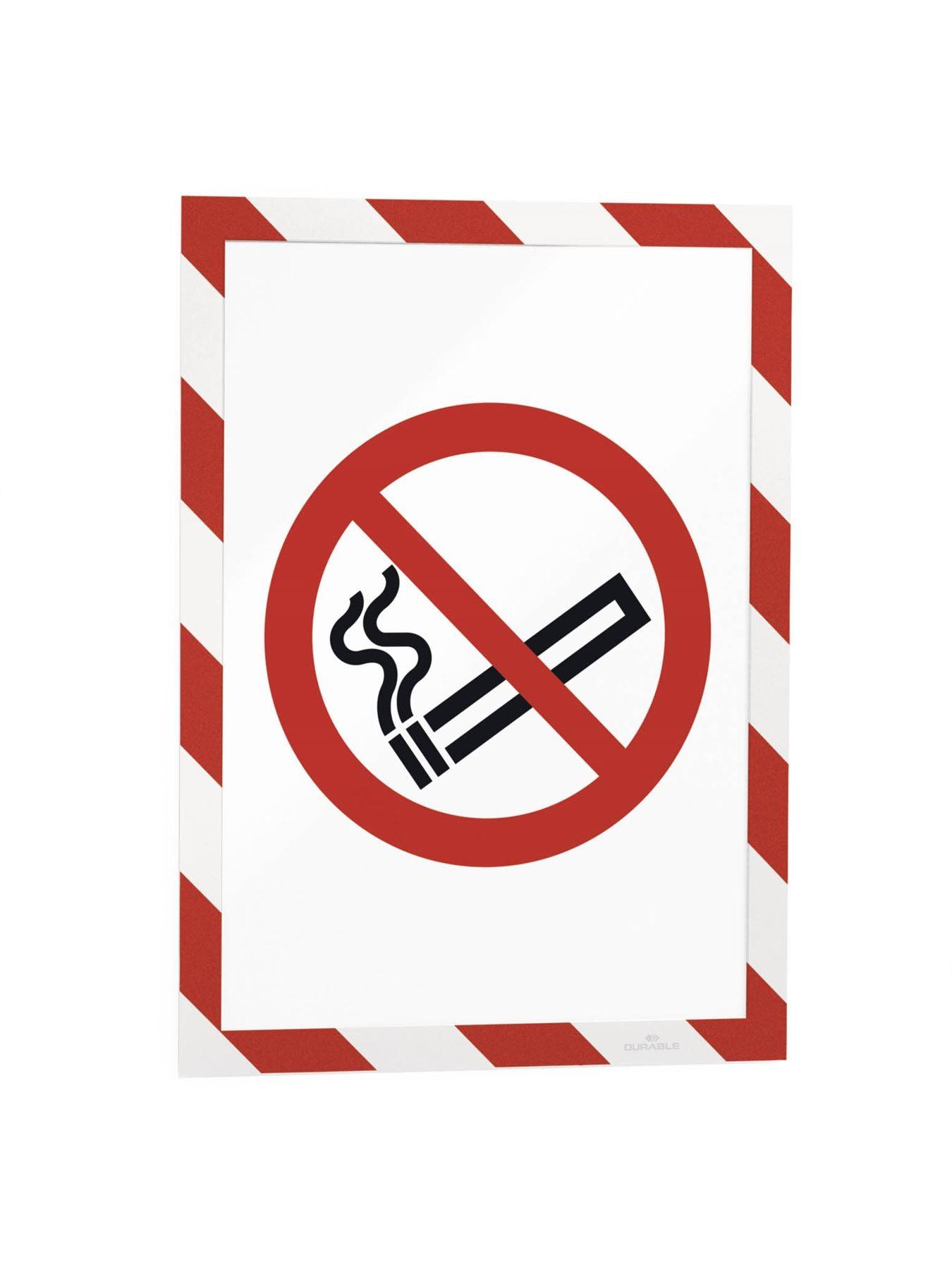 Showing Durable UK's Durable DURAFRAME Magnetic Signage Hazard Frame | 5 Pack | A4 Red & White, available as SKU 4945132 with EAN 4005546406596.