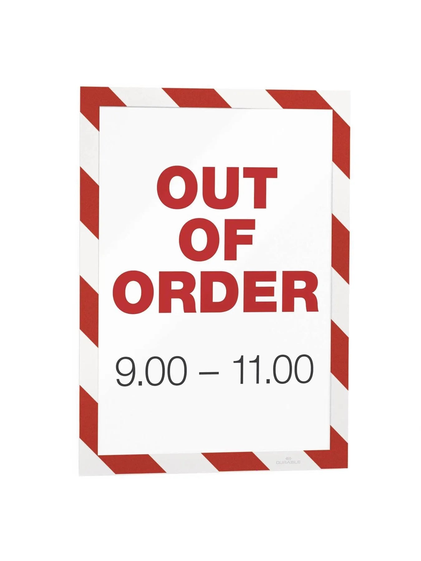 Showing Durable UK's Durable DURAFRAME Magnetic Signage Hazard Frame | 5 Pack | A4 Red & White, available as SKU 4945132 with EAN 4005546406596.