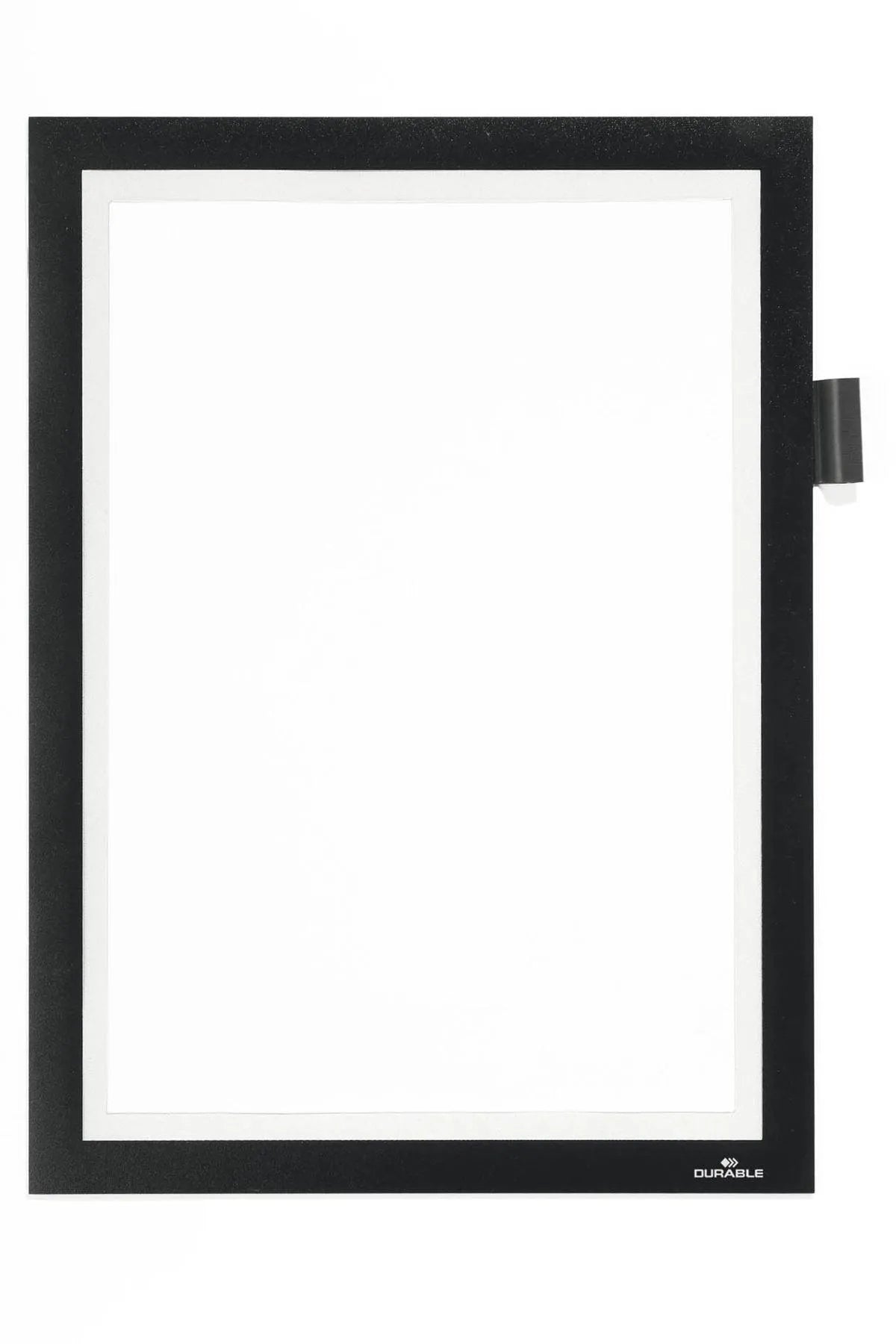 Showing Durable UK's Durable DURAFRAME NOTE Adhesive Magnetic Document Frame + Pen Holder | A4 Black, available as SKU 499301 with EAN 4005546407036.