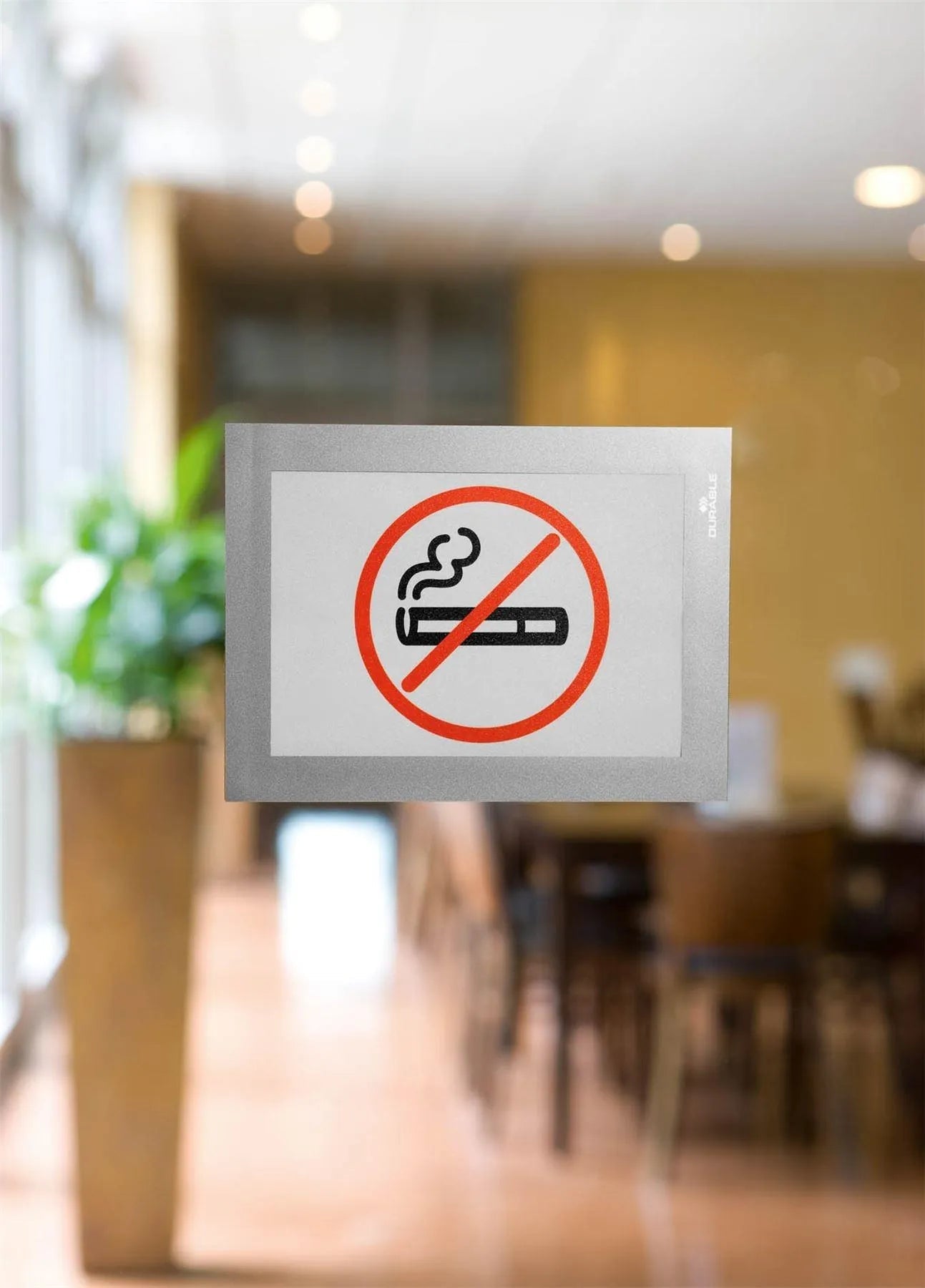 Showing Durable UK's Durable DURAFRAME Self Adhesive Magnetic Signage Frame | 2 Pack | A6 Silver, available as SKU 487023 with EAN 4005546404844.