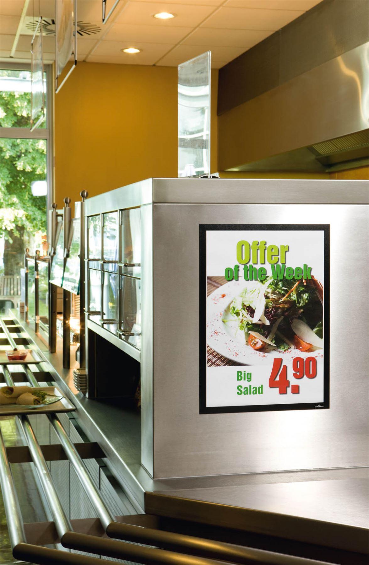 Showing Durable UK's Durable DURAFRAME Self Adhesive Magnetic Signage Frame | A3 Black, available as SKU 483801 with EAN 4005546978338.