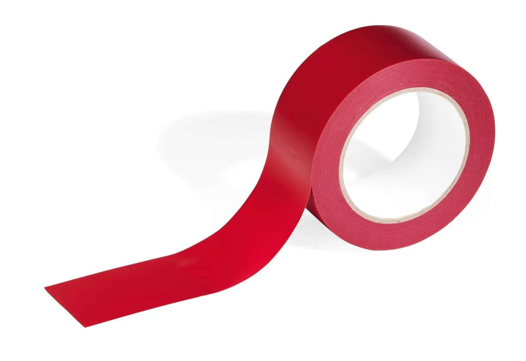 Showing Durable UK's Durable DURALINE Strong Removable PVC Floor Marking Tape | 50mm x 33m | Red, available as SKU 104403 with EAN 4005546736167.