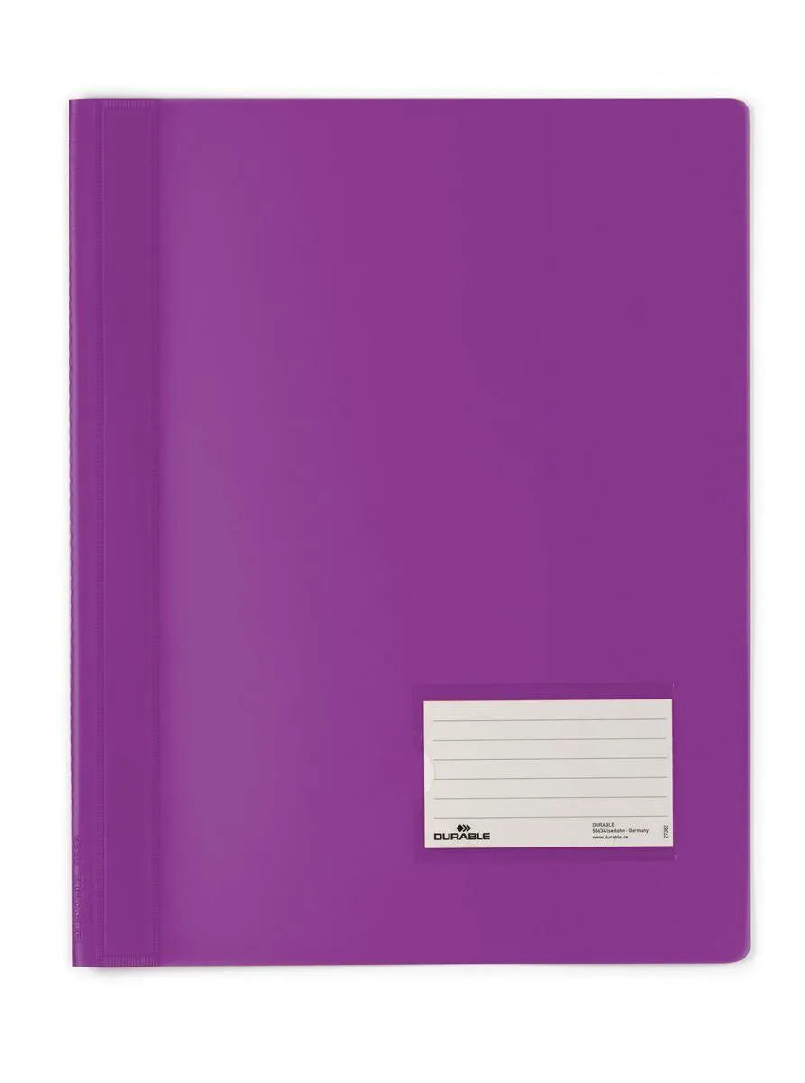 Showing Durable UK's Durable DURALUX Document Project File Report Folder | 25 Pack | A4+ | Purple, available as SKU 268012-25 with EAN 4005546218786.