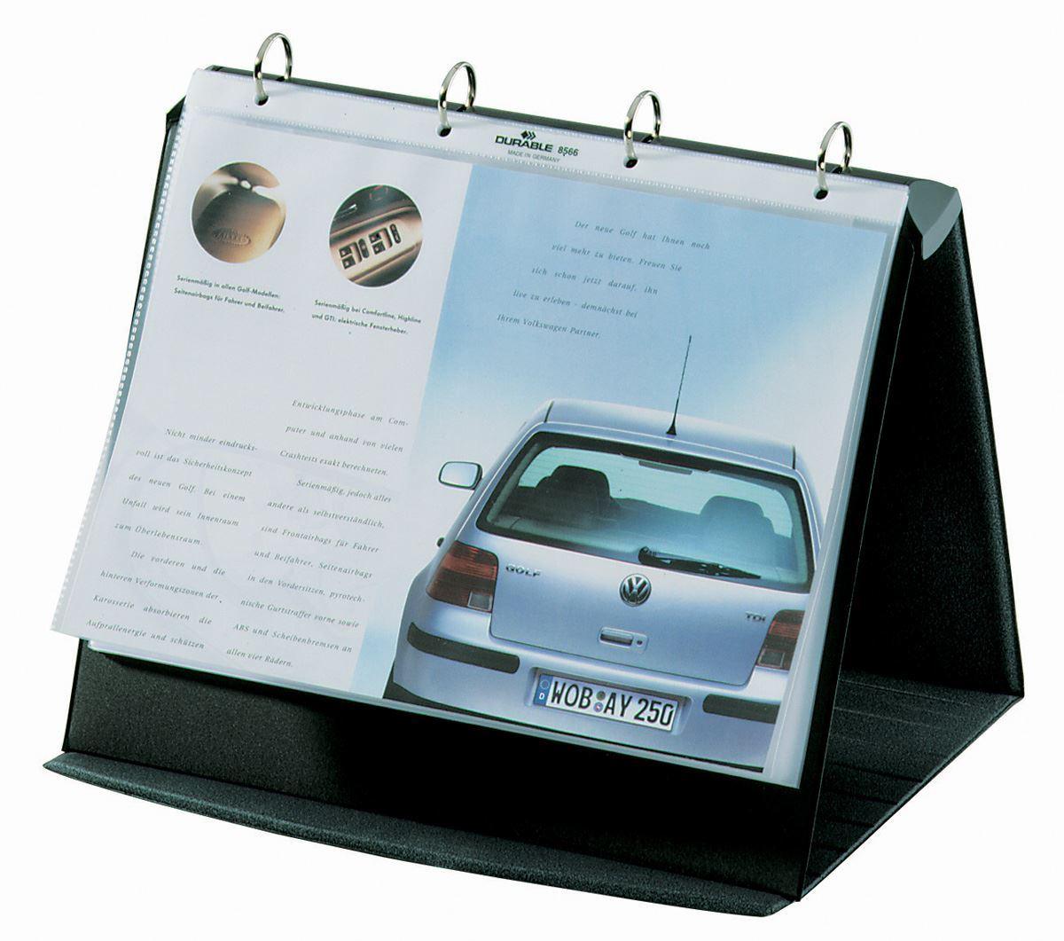 Showing Durable UK's Durable DURASTAR Table Flipchart Stand Presentation Ring Binder | A4 Landscape, available as SKU 856739 with EAN 4005546810775.