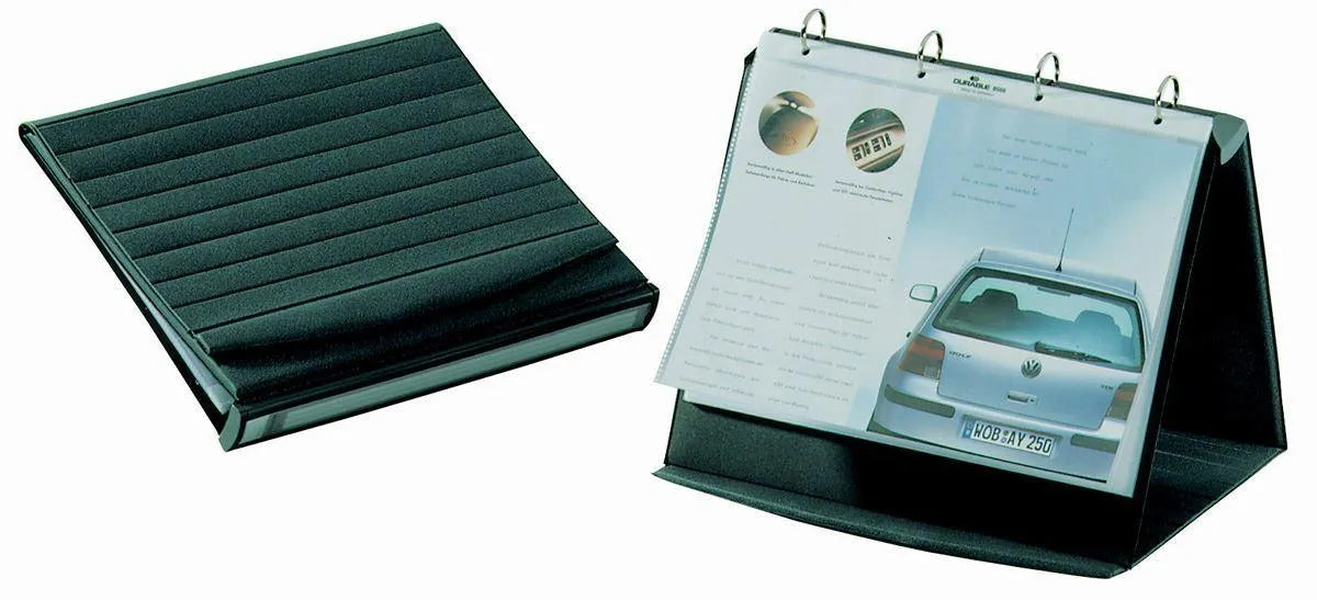 Showing Durable UK's Durable DURASTAR Table Flipchart Stand Presentation Ring Binder | A4 Landscape, available as SKU 856739 with EAN 4005546810775.