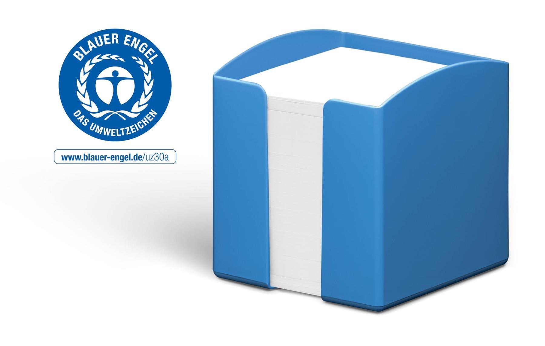 Showing Durable UK's Durable ECO 800 Sheet Note Box Memo Pad Cube | Blue Angel Certified | Blue, available as SKU 775806 with EAN 4005546729695.