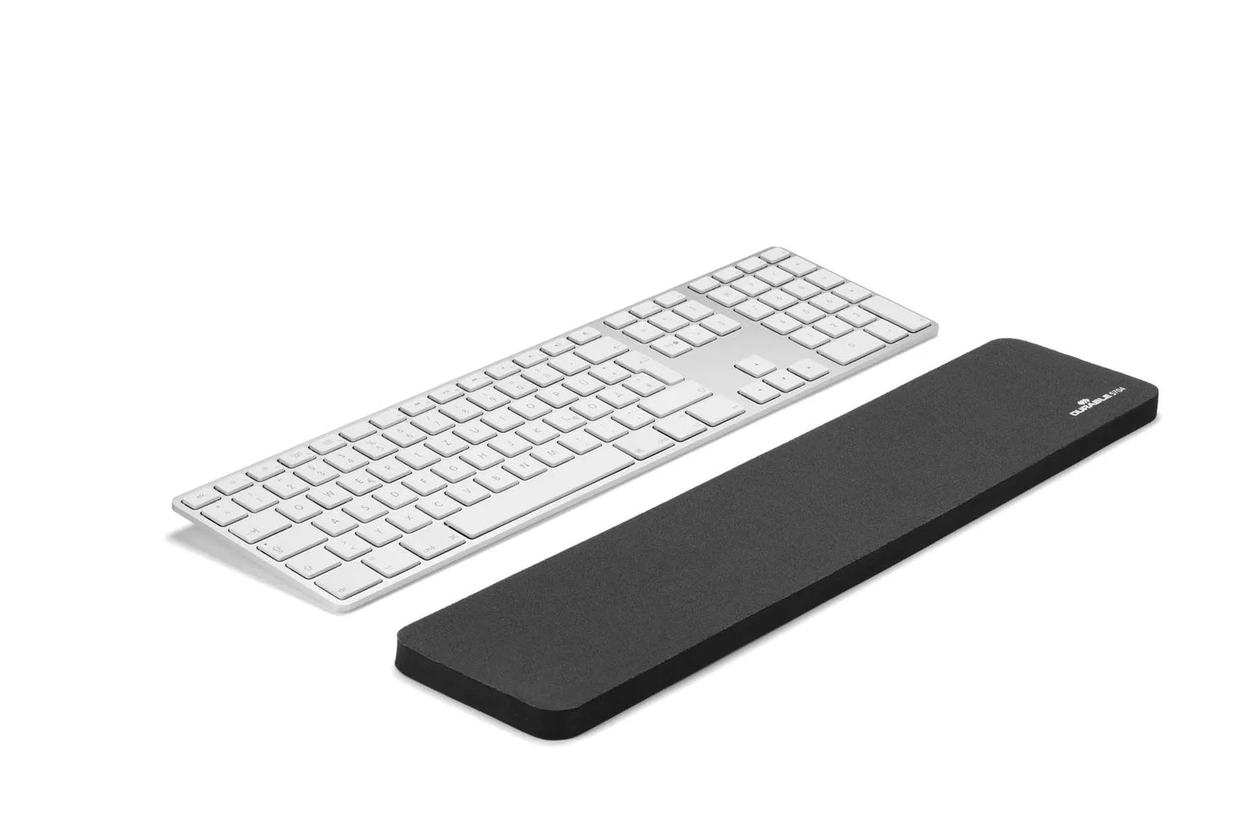 Showing Durable UK's Durable Ergonomic Soft Keyboard Foam Wrist Rest Support | 45 x 10 cm | Grey, available as SKU 570458 with EAN 4005546983684.