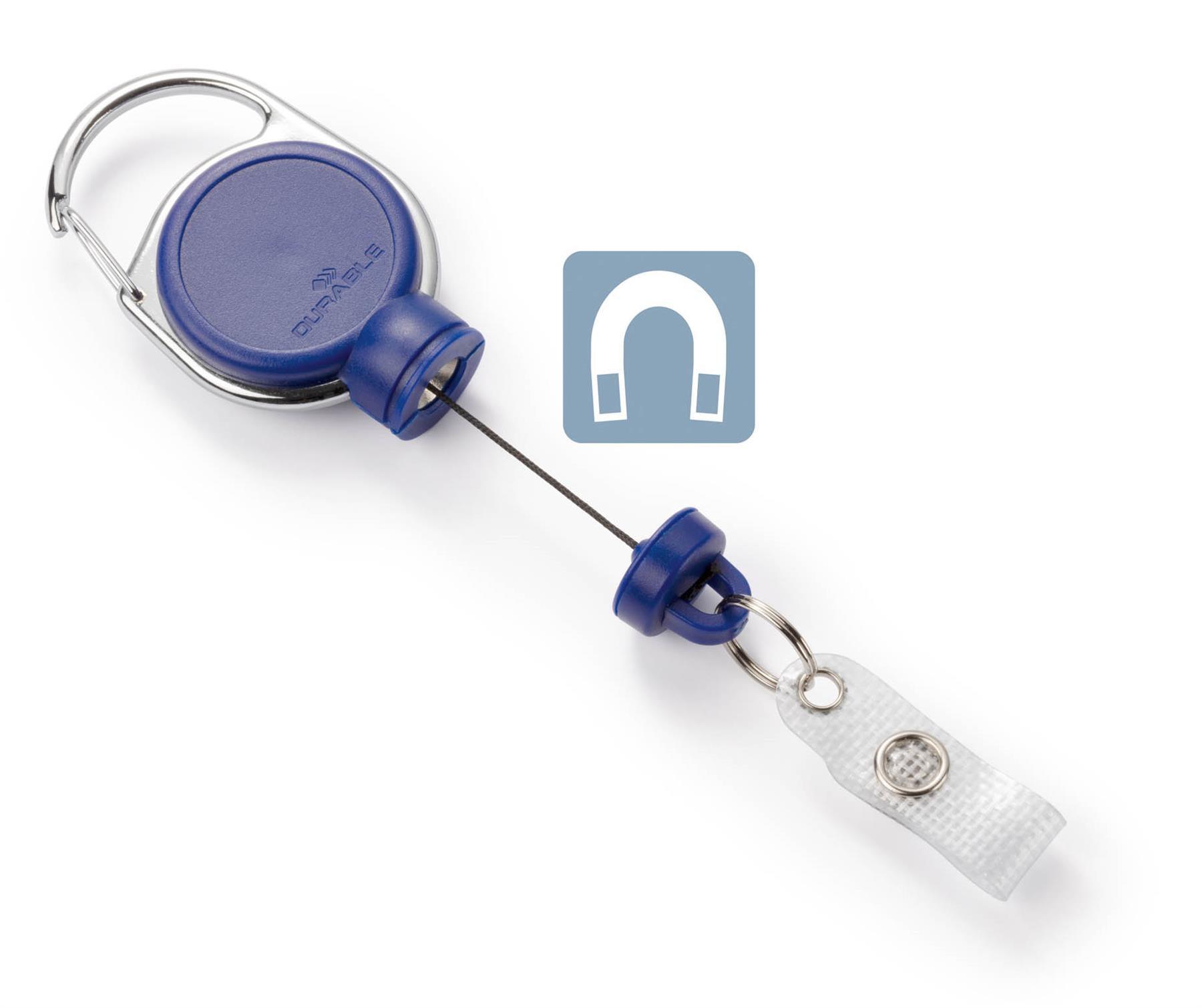 Showing Durable UK's Durable Extra Strong Retractable Clip Badge Reels for ID & Keys | Blue, available as SKU 832907 with EAN 4005546997520.