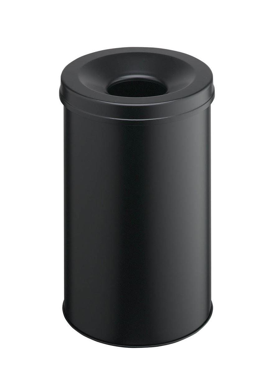 Showing Durable UK's Durable Fire Extinguishing Metal Waste Bin | TUV Certified | 30L | Black, available as SKU 330601 with EAN 4005546988542.