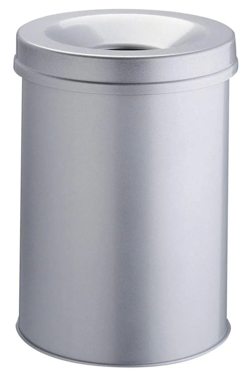 Showing Durable UK's Durable Fire Extinguishing Metal Waste Bin | TUV Certified | 30L | Grey, available as SKU 330610 with EAN 4005546988528.