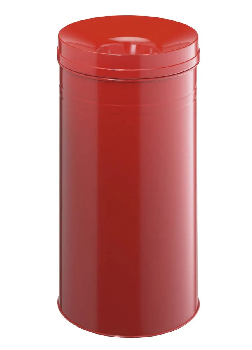 Showing Durable UK's Durable Fire Extinguishing Metal Waste Bin | TUV Certified | 60L | Red, available as SKU 332703 with EAN 4005546988948.