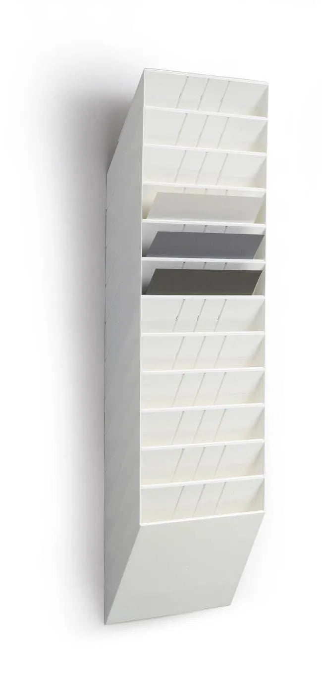 Showing Durable UK's Durable FLEXIBOXX 12 Wall Mounted Literature Holder | A4 Landscape | White, available as SKU 1709781010 with EAN 7318089781011.