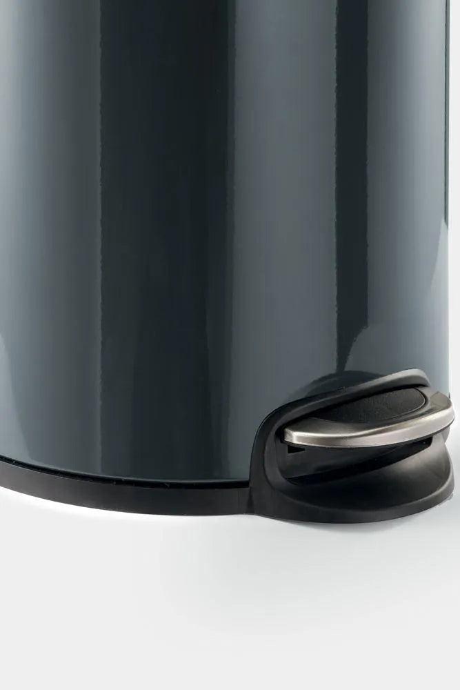 Showing Durable UK's Durable Gloss Finish Round Metal Pedal Bin | 12 Litre | Charcoal Grey, available as SKU 341158 with EAN 4005546302003.