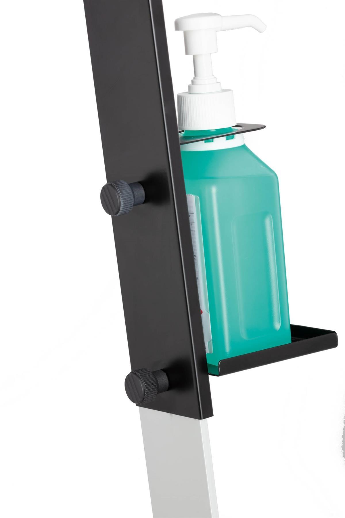 Showing Durable UK's Durable Hand Sanitiser Disinfectant Dispenser Floor Stand with Sign | White, available as SKU 589223 with EAN 4005546727387.