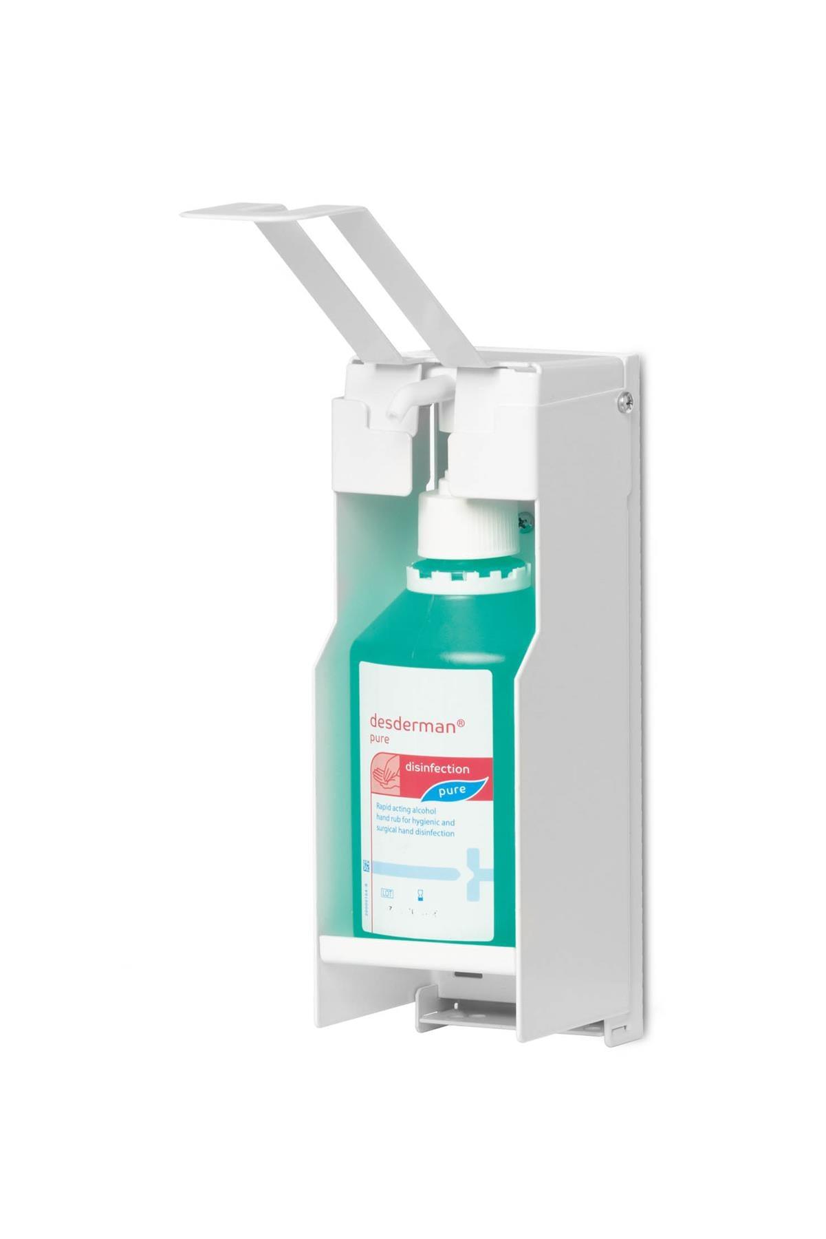 Showing Durable UK's Durable Hand Sanitiser Disinfectant Dispenser Wall Mounted | White, available as SKU 589302 with EAN 4005546727394.