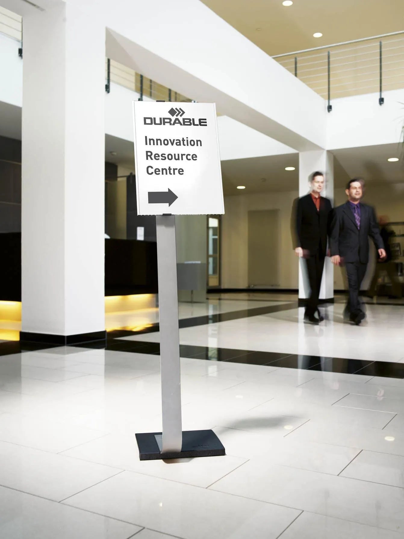 Showing Durable UK's Durable INFO SIGN Aluminium Display Panel Info Floor Stand A3 | 1.25m | Silver, available as SKU 481323 with EAN 4005546403526.