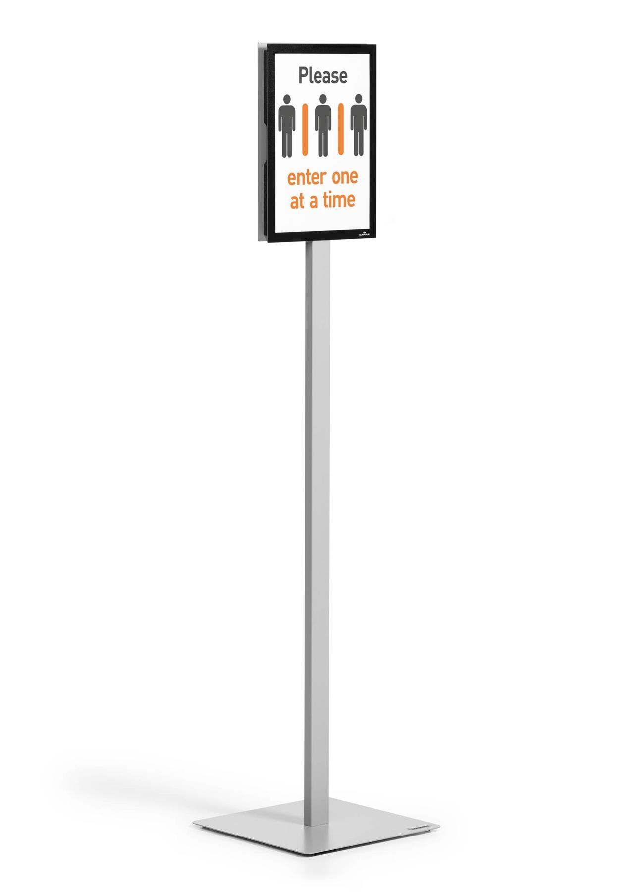 Showing Durable UK's Durable INFO STAND BASIC Aluminium Display Panel Info Floor Sign A4 | 1.3m, available as SKU 501257 with EAN 4005546730325.